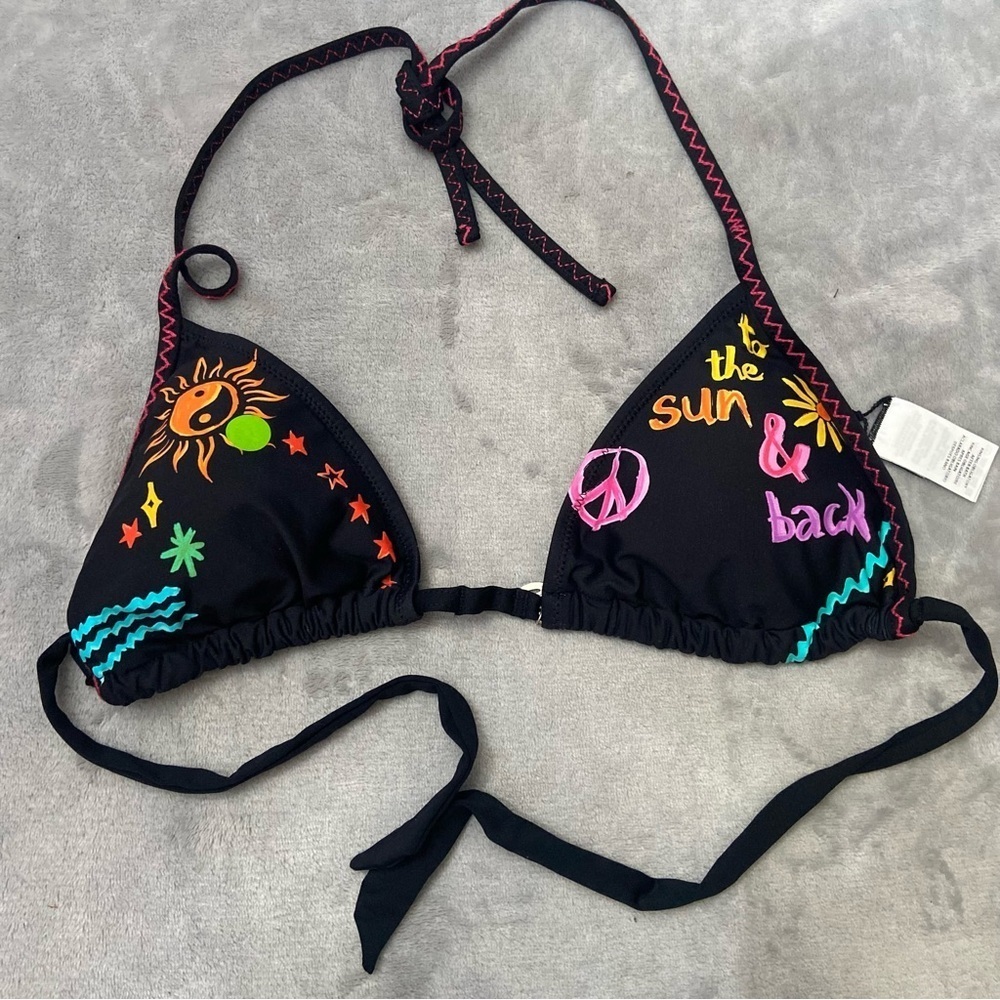 New! Banana Moon Black Kimo Stabilight Halter Swim Bikini Top 10778 - Picture 4 of 7